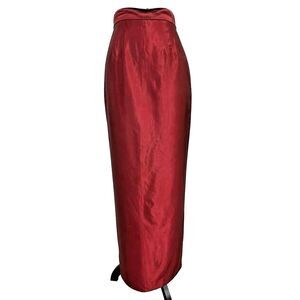 VTG 90s‎ Michaelangelo Wine Red Iridescent Satin Formal Maxi Skirt Size 2 USA